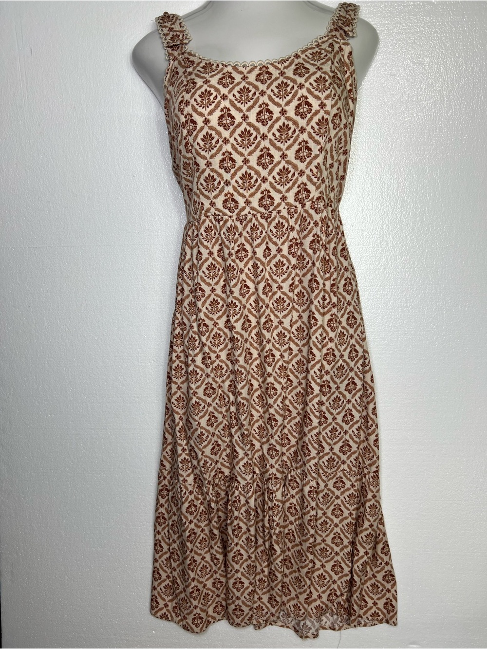 Lucky Brand boho tiered midi dress size M rayon NWT
